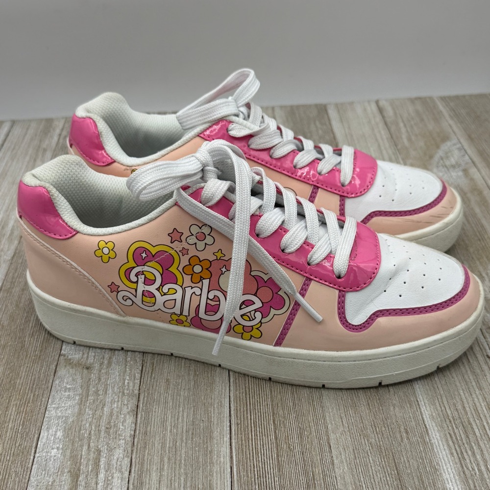Barbie Pink Floral Low Top Sneakers Womens Size 8 WMBA24BB002 Retro Mattel Shoes